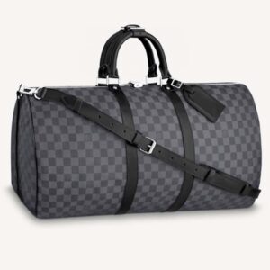 Louis Vuitton LV Unisex Keepall Bandoulière 55 Travel Bag Grey Damier Graphite Canvas