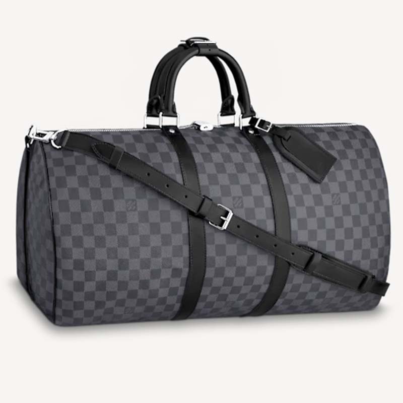 Louis Vuitton LV Unisex Keepall Bandoulière 55 Travel Bag Grey Damier  Graphite Canvas - LULUX