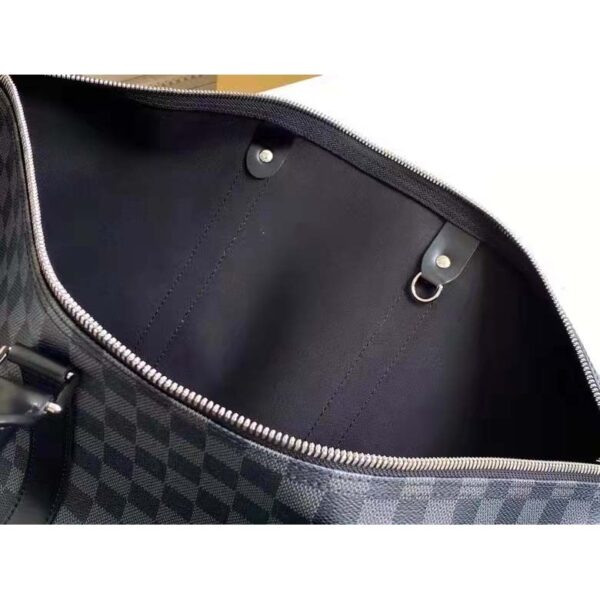 Louis Vuitton LV Unisex Keepall Bandoulière 55 Travel Bag Grey Damier Graphite Canvas (6)