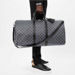 Louis Vuitton LV Unisex Keepall Bandoulière 55 Travel Bag Grey Damier Graphite Canvas - Image 16