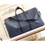 Louis Vuitton LV Unisex Keepall Bandoulière 55 Travel Bag Grey Damier Graphite Canvas - Image 4