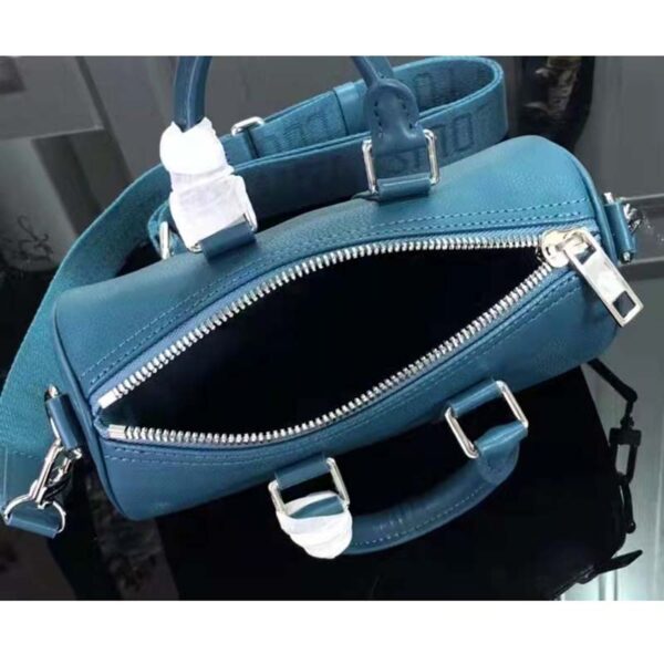 Louis Vuitton LV Unisex Keepall XS Blue Aerogram Cowhide Leather Textile Lining (14)