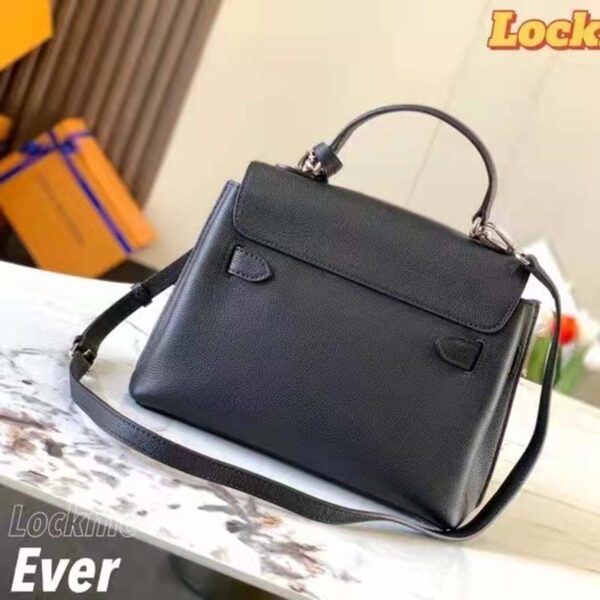 Louis Vuitton LV Unisex Lockme Ever BB Handbag Black Soft Calfskin (10)