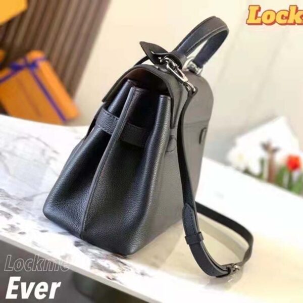 Louis Vuitton LV Unisex Lockme Ever BB Handbag Black Soft Calfskin (12)