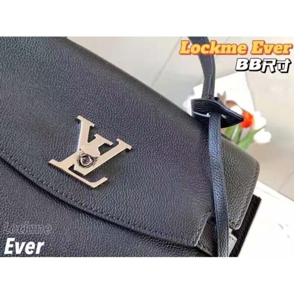 Louis Vuitton LV Unisex Lockme Ever BB Handbag Black Soft Calfskin (6)