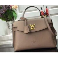 Louis Vuitton LV Unisex Lockme Ever MM Handbag Beige Soft Grained Calfskin (7)