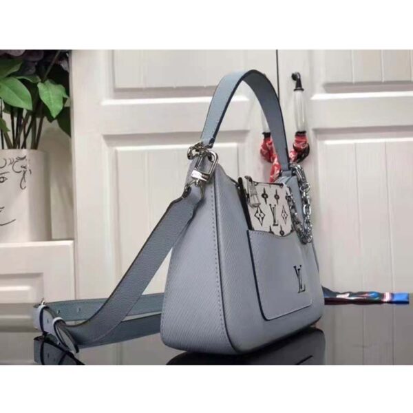 Louis Vuitton LV Unisex Marelle Handbag Blue Epi Grained Cowhide Leather Canvas (4)