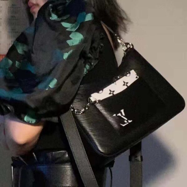 Louis Vuitton LV Unisex Marelle Handbag Quartz Black Epi Grained Cowhide Canvas (10)