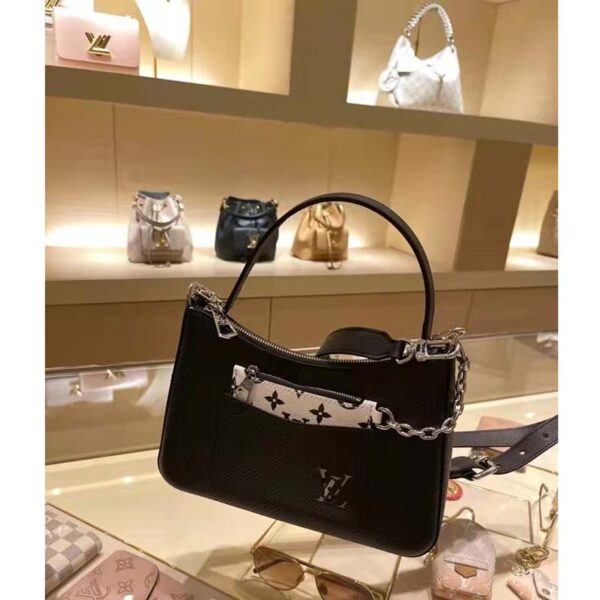 Louis Vuitton LV Unisex Marelle Handbag Quartz Black Epi Grained Cowhide Canvas (6)