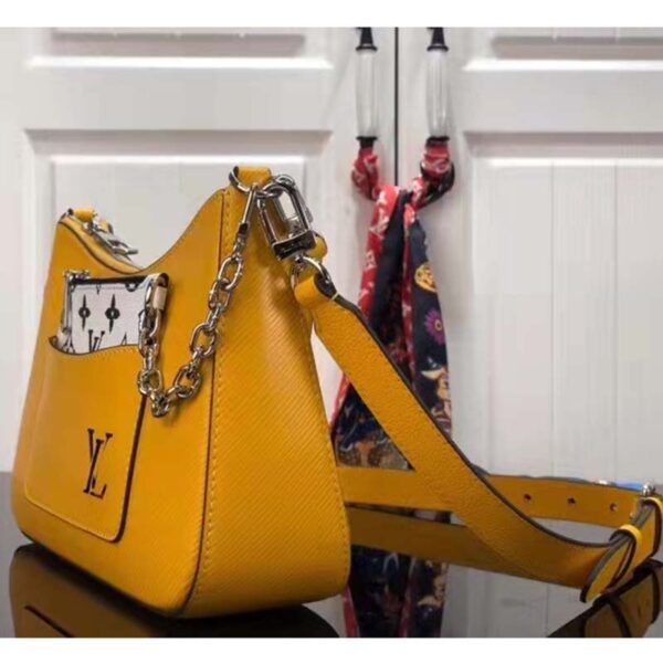 Louis Vuitton LV Unisex Marelle Handbag Yellow Epi Grained Cowhide Leather Canvas (7)