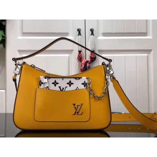 Louis Vuitton LV Unisex Marelle Handbag Yellow Epi Grained Cowhide Leather Canvas (8)