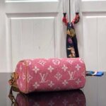 Louis Vuitton LV Women Nano Speedy Monogram Jacquard Denim Pink Cowhide Leather - Image 5