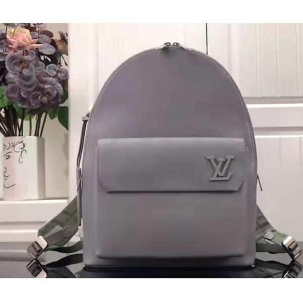 Louis Vuitton LV Unisex New Backpack Gray Aerogram Cowhide Leather Textile Lining (3)
