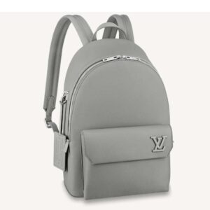 Louis Vuitton LV Unisex New Backpack Gray Aerogram Cowhide Leather Textile Lining