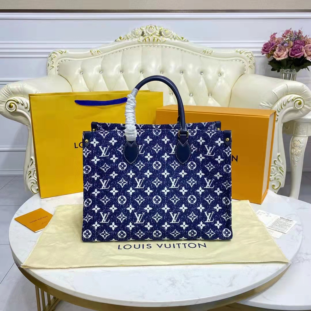 M59608 Louis Vuitton Monogram Denim OnTheGo MM Tote Bag