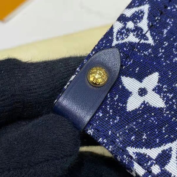 Louis Vuitton LV Unisex Onthego MM Tote Navy Blue Denim Jacquard Textile Calf (15)