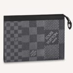 Louis Vuitton LV Unisex Pochette Voyage MM Bag Gray Damier Graphite 3D Coated Canvas