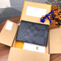 Louis Vuitton LV Unisex Pochette Voyage MM Bag Gray Damier Graphite 3D Coated Canvas (1)