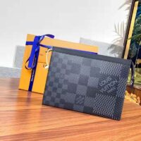 Louis Vuitton LV Unisex Pochette Voyage MM Bag Gray Damier Graphite 3D Coated Canvas (1)