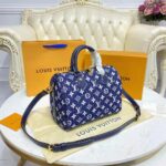 Louis Vuitton LV Women Speedy Bandoulière 25 Handbag Navy Blue Denim Jacquard Calfskin - Image 5