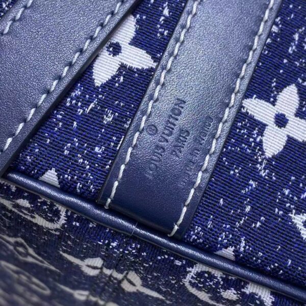 Louis Vuitton LV Unisex Speedy Bandoulière 25 Handbag Navy Blue Denim Jacquard Calfskin (9)