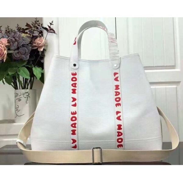 Louis Vuitton LV Unisex Tote Journey White Cowhide Leather Textile Lining (10)