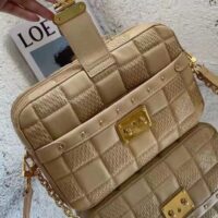 Louis Vuitton LV Unisex Troca MM Handbag Beige Damier Quilt Lambskin Calfskin (4)