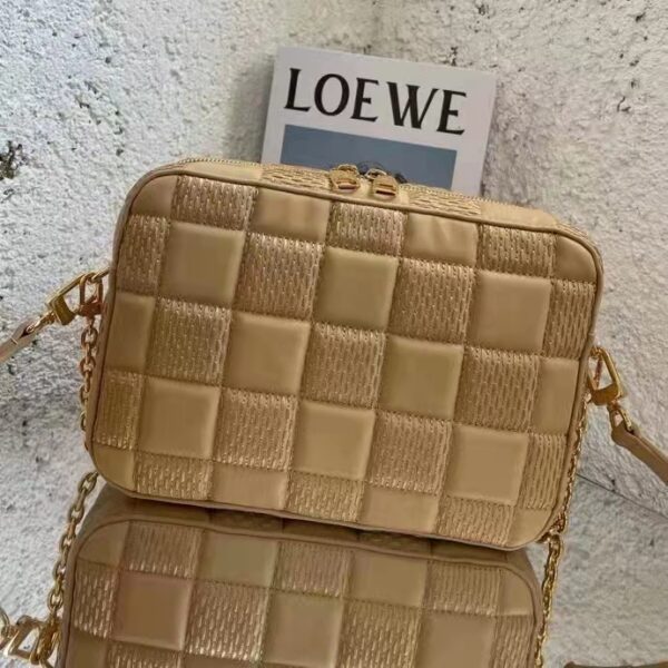 Louis Vuitton LV Unisex Troca MM Handbag Beige Damier Quilt Lambskin Calfskin (2)