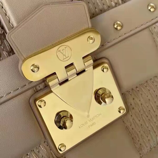 Louis Vuitton LV Unisex Troca MM Handbag Beige Damier Quilt Lambskin Calfskin (5)