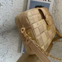 Louis Vuitton LV Unisex Troca MM Handbag Beige Damier Quilt Lambskin Calfskin (4)