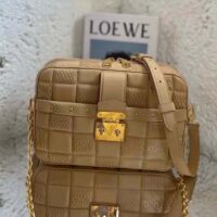 Louis Vuitton LV Unisex Troca MM Handbag Beige Damier Quilt Lambskin Calfskin (4)