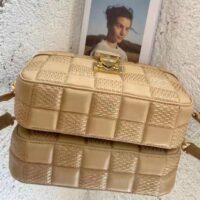 Louis Vuitton LV Unisex Troca MM Handbag Beige Damier Quilt Lambskin Calfskin (4)