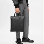 Louis Vuitton LV Unisex Vertical Tote Black Taiga Cowhide Leather Textile Lining - Image 13