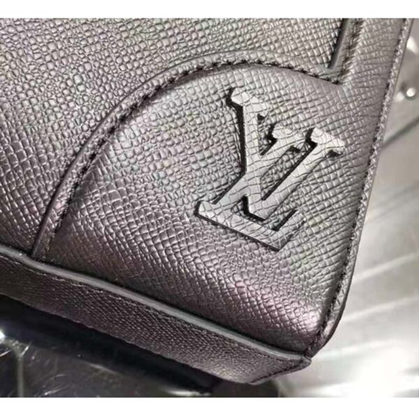 Louis Vuitton LV Unisex Vertical Tote Black Taiga Cowhide Leather Textile Lining (8)