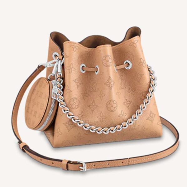 Louis Vuitton LV Women Bella Bucket Bag Mahina Arizona Brown Calfskin Calf Monogram (11)