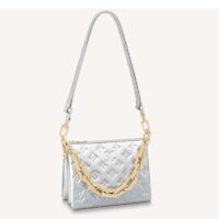 Louis Vuitton LV Women Coussin BB Handbag Silver Monogram Embossed Puffy Lambskin (5)