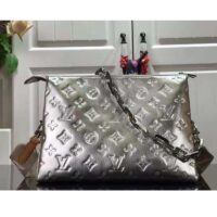 Louis Vuitton LV Women Coussin BB Handbag Silver Monogram Embossed Puffy Lambskin (5)