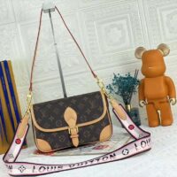 Louis Vuitton LV Women Diane satchel Brown Monogram Coated Canvas Textile Lining (1)