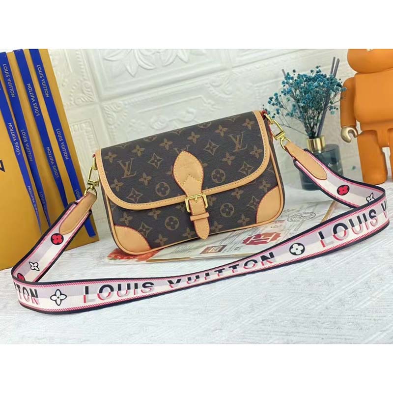 LOUIS VUITTON DIANE Monogram Canvas Satchel Shoulder Bag Removable Fabric  Strap Brown Leather ref.661645 - Joli Closet