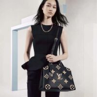 Louis Vuitton LV Women Grand Palais Tote Bag Black Monogram Embossed Grained Cowhide (8)