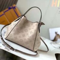 Louis Vuitton LV Women Hina PM Bucket Bag Gray Mahina Perforated Calf (12)