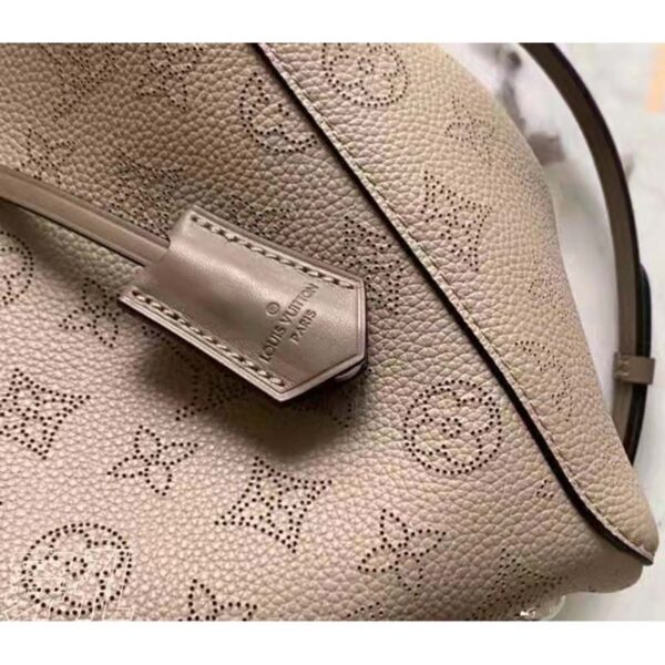 Louis Vuitton LV Women Hina PM Bucket Bag Gray Mahina Perforated Calf (7)