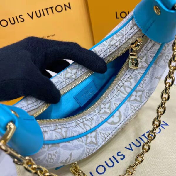 Louis Vuitton LV Women Loop Ecru Blue Since 1854 Jacquard Textile Cowhide Leather (11)