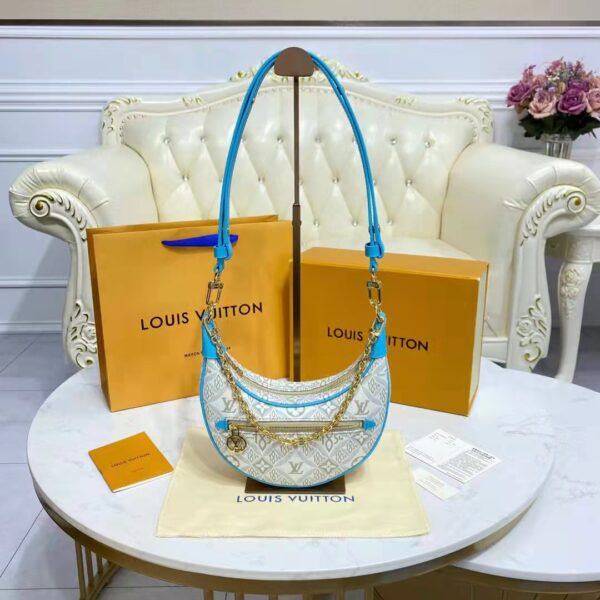 Louis Vuitton LV Women Loop Ecru Blue Since 1854 Jacquard Textile Cowhide Leather (12)