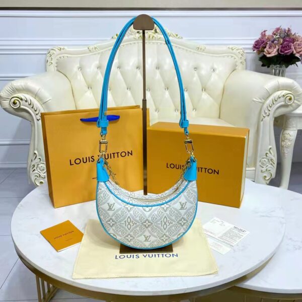 Louis Vuitton LV Women Loop Ecru Blue Since 1854 Jacquard Textile Cowhide Leather (15)