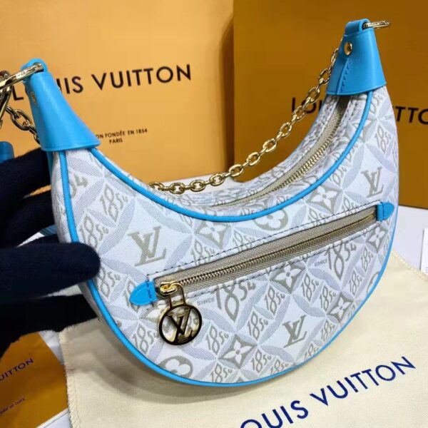 Louis Vuitton LV Women Loop Ecru Blue Since 1854 Jacquard Textile Cowhide Leather (17)