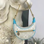 Louis Vuitton LV Women Loop Ecru Blue Since 1854 Jacquard Textile Cowhide Leather - immagine 4