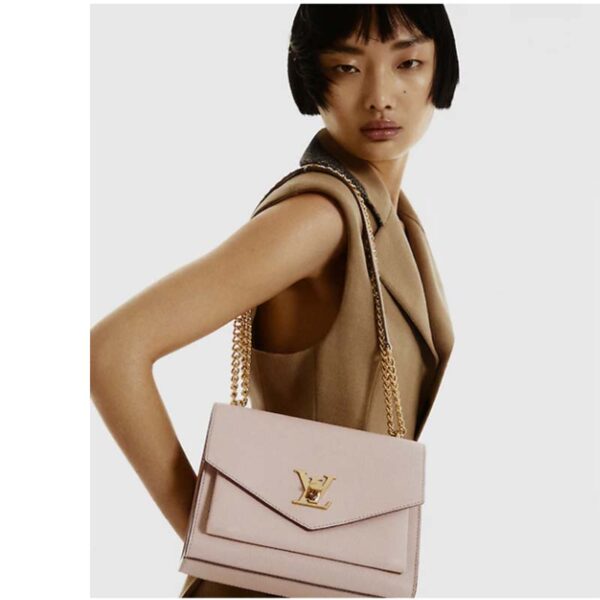 Louis Vuitton LV Women Mylockme Chain Bag Beige Soft Grained Calfskin Turn Lock (3)