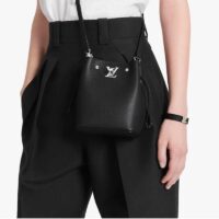 Louis Vuitton LV Women Nano Lockme Bucket Bag Black Grained Calf Leather (12)