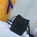 Louis Vuitton LV Women Nano Lockme Bucket Bag Black Grained Calf Leather - Image 5